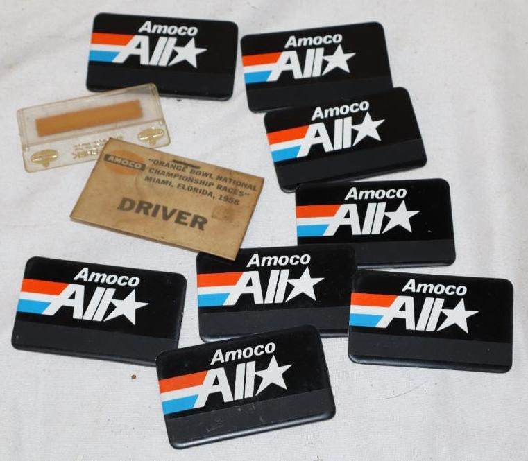 Group of 10 Amoco Gas Station Name Badges: 2.75" x 1.5" each