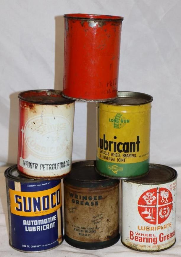 Group of 6 Different One Pound Grease Cans (1 of 2)