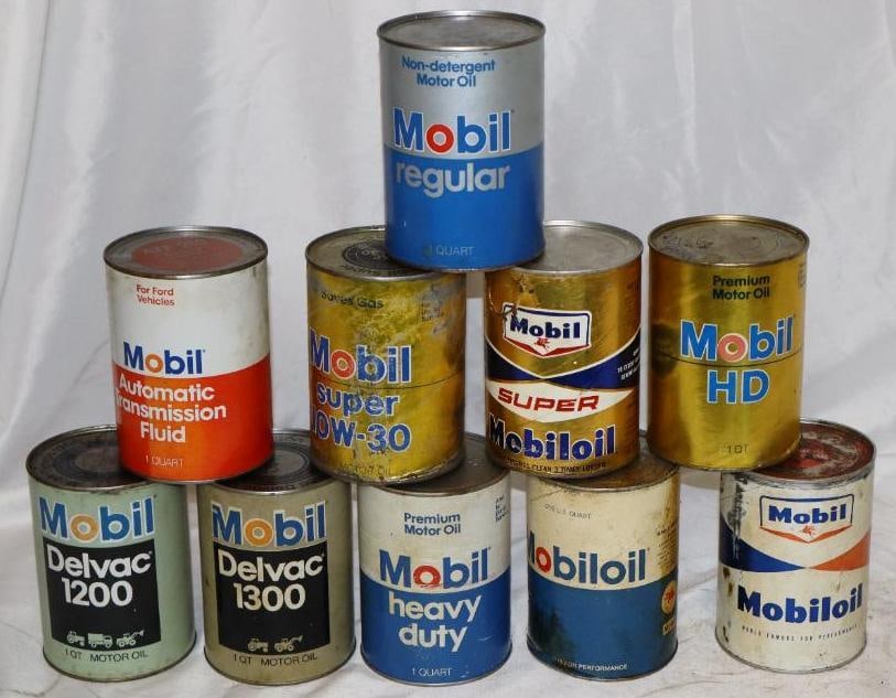 Group of 10 Different Mobil Composite One Quart Oil Cans (1 of 6)