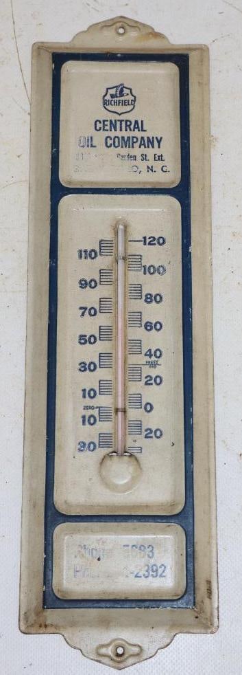 Central Oil Company Richfield Oil Advertising Thermometer: 13x3.75