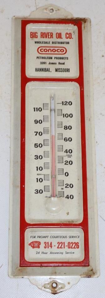 Big River Oil Conoco Advertising Thermometer: 13x3.75