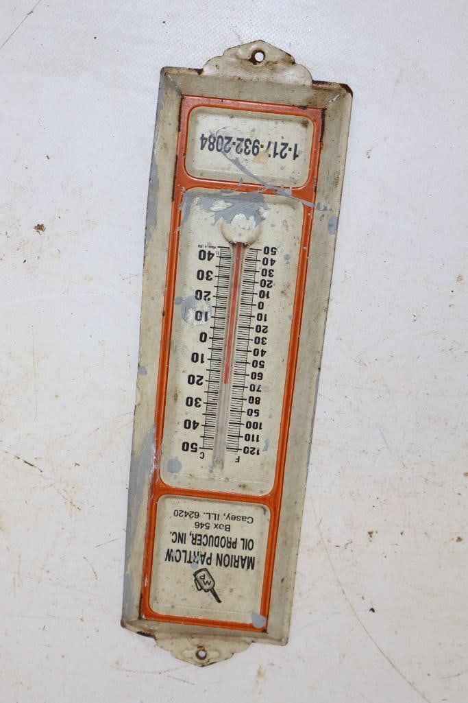 Marion Partlow Oil Advertising Thermometer: 13x3.75