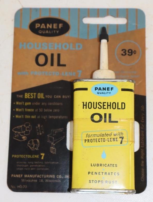 Panef Household Handy Oil Can on Original Blister Card: 5x7x1 Card Is Oil Stained