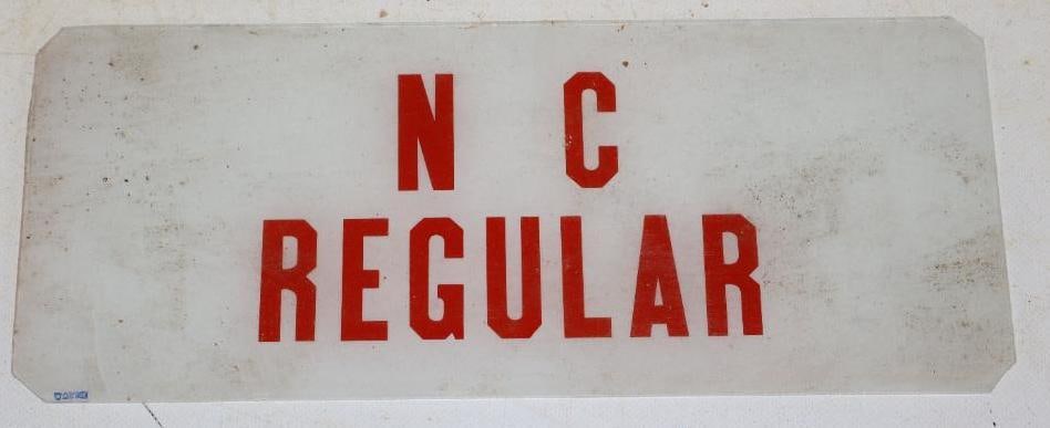 N.C. Regular Gas Pump Advertising Ad Glass: 12.75x5.25