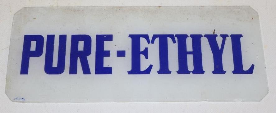 Pure-Ethyl Gas Pump Advertising Ad Glass: 10.25x4.25