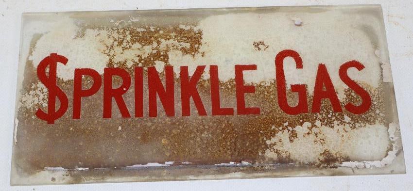 Sprinkle Gas Gas Pump Advertising Ad Glass: 10.25x5