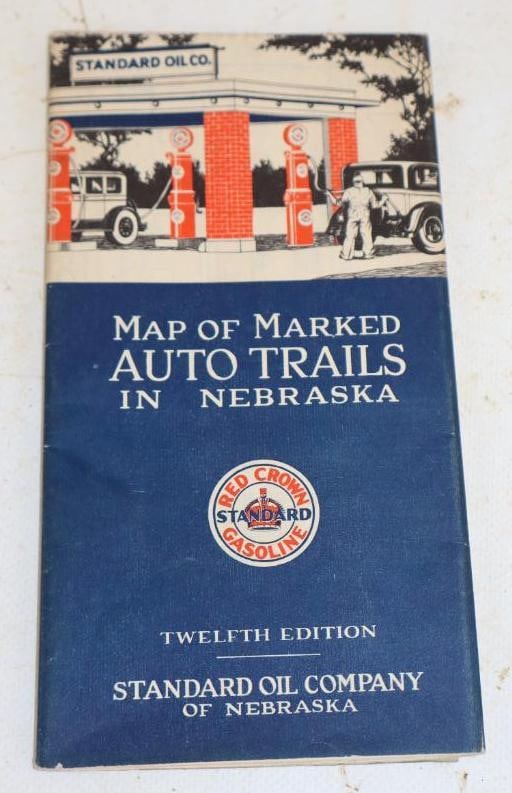 Standard Oil Of Nebraska Map of Marked Auto Trails: 3.75x7