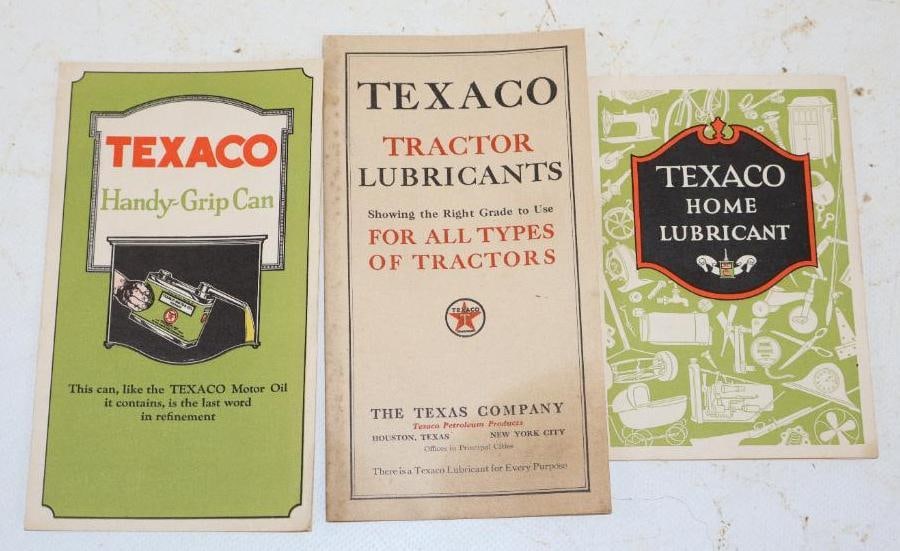 Group of 3 Texaco Handy-Grip, Home Lubricant and Tracker Pamphlets: 3.25x6.25 Is The Largest