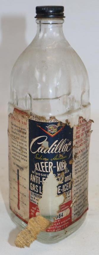 Cadillac Kleer-View Anti-Freeze Glass Bottle With Paper Label: 16oz