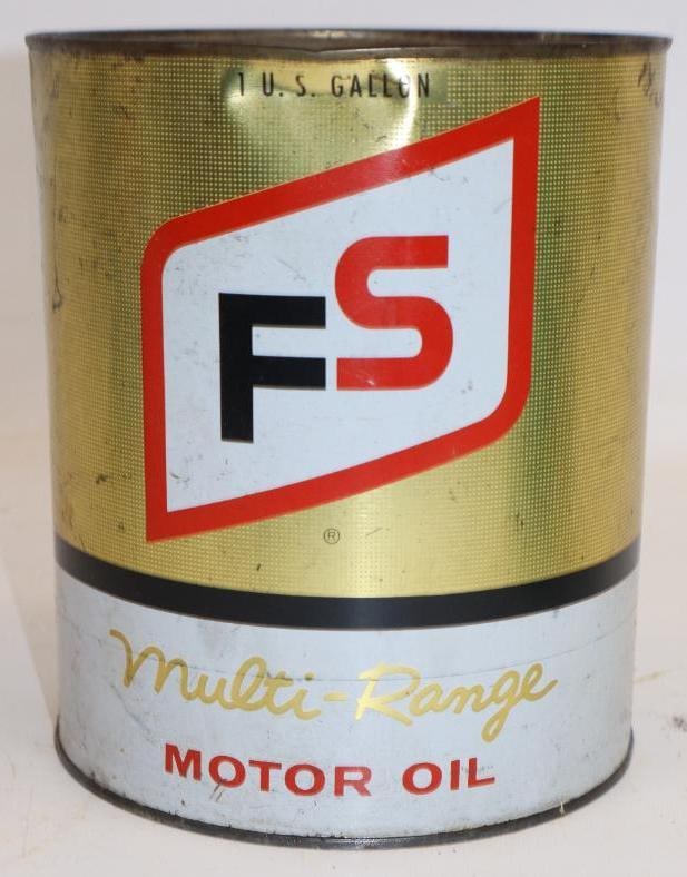 FS Multi-Range One Gallon Metal Oil Can: Empty. 6.5" x 6.5" x 7.75"
