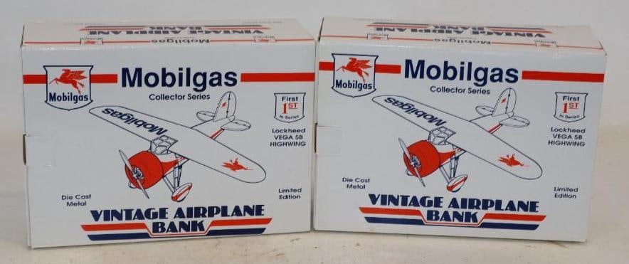 Group of 2 Mobile Gas Lockheed Vega Highwing Airplanes In Original Boxes: 12x8.5x4