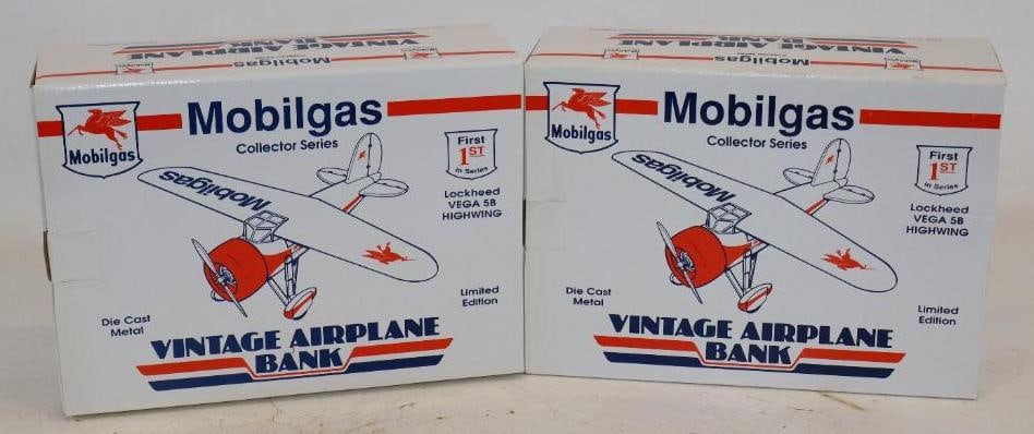 Group of 2 Mobile Gas Lockheed Vega Highwing Airplanes In Original Boxes: 12x8.5x4