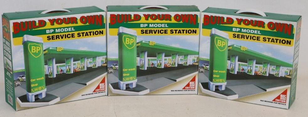 Group of 3 1995 BP Build Your Own Service Stations In Original Boxes: 11x10.5x3.5 Each