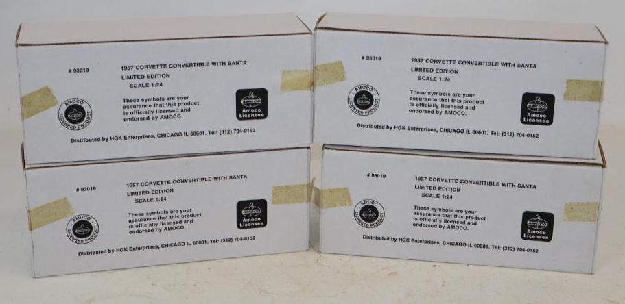Group of 4 1957 Corvette Convertible With Amoco Santa In Original Box: 9.75x4 Each