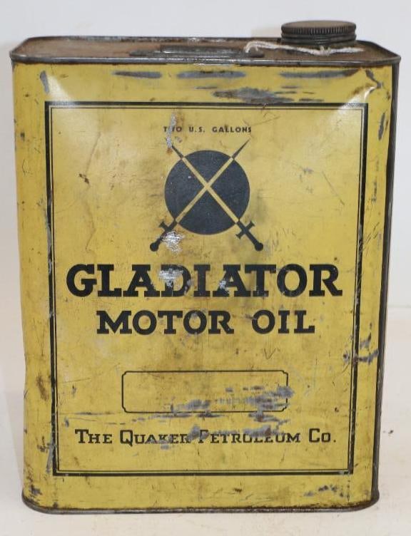 Gladiator Two Gallon Metal Oil Can: Empty. 5.5" x 8.5" x 11"