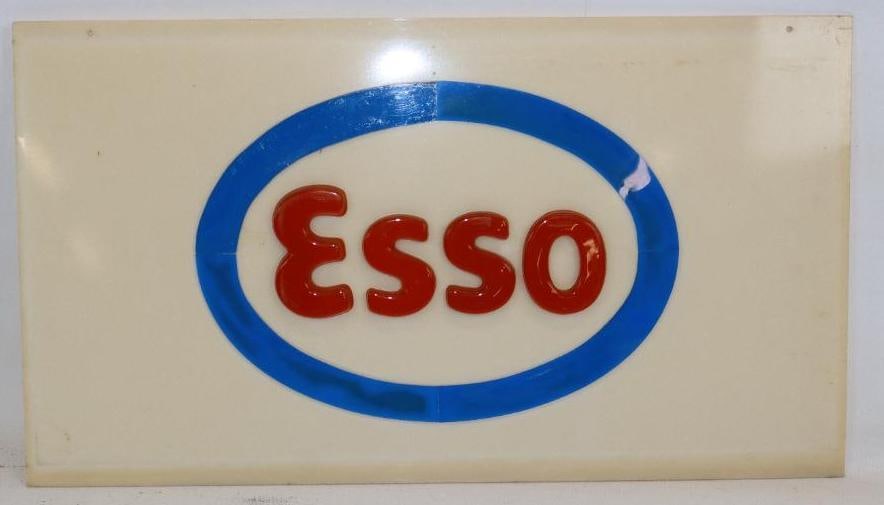 Esso Gas Station Embossed Advertising Sign: 25x16