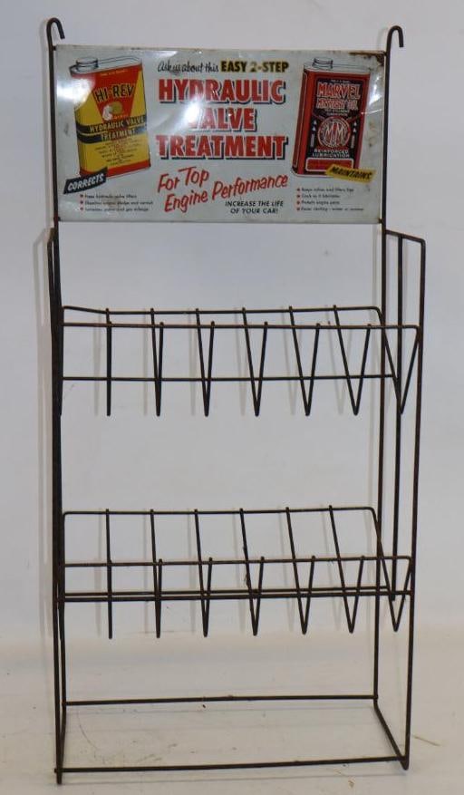 Hi-Rev and Marvel Oil Can Display Rack: 15x8x31