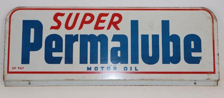 Super Permalube Oil Can Display Rack Sign: 18x6.5