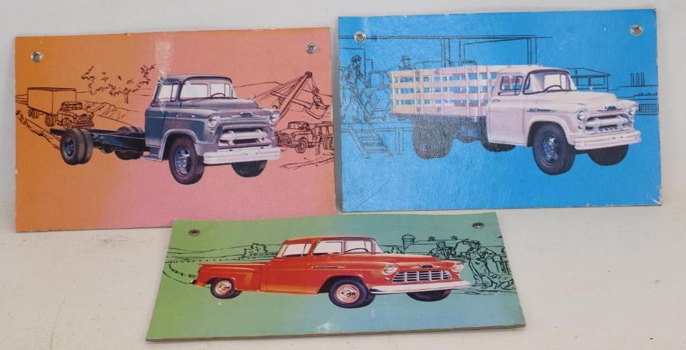 Group of 3 1950 Chevy Dealership Cardboard Advertising Signs: 15.5x9.5 Each