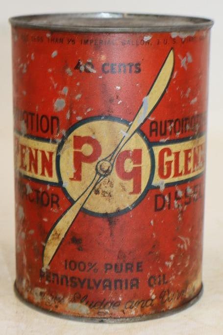 Penn Glenn Aviation Metal One Quart Oil Can with 40? Pricer: Empty. 32oz