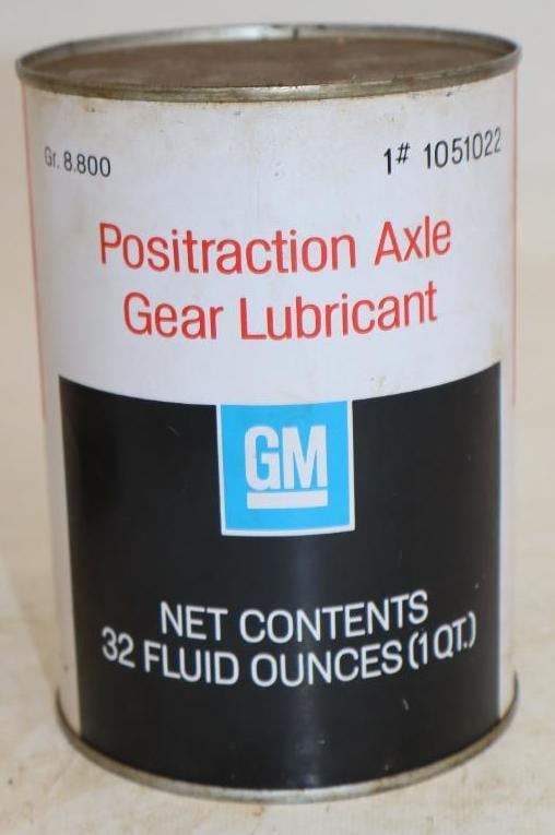 GM Positraction Axle Metal One Quart Oil Can: Empty. 32oz