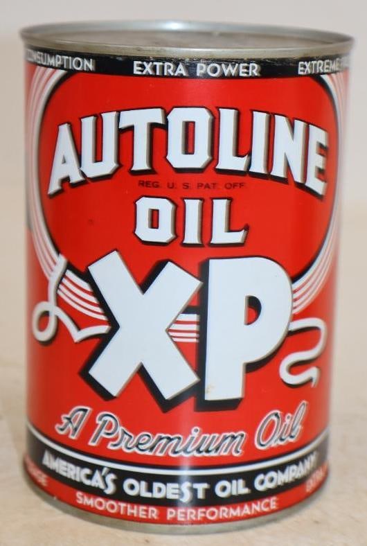 Robinson Oil Autoline Metal One Quart Oil Can: Empty. 32oz