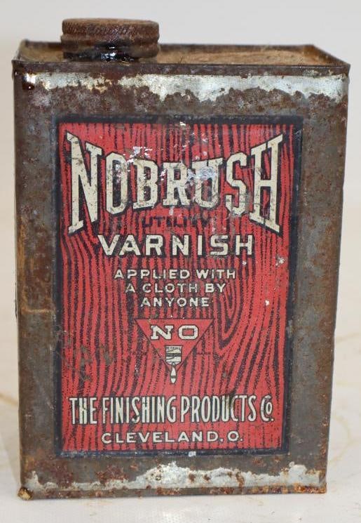 Early Nobrush Utility Varnish One Quart Oil Can: Full. 32oz