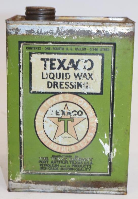 Texaco Port Arthur Liquid Wax Dressing 1/4 Gallon Oil Can: Empty. 32oz