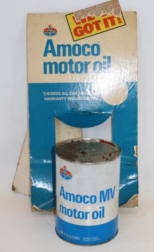 Amoco Oil Can Counter Top Easel Back Display: 7.5x13x5