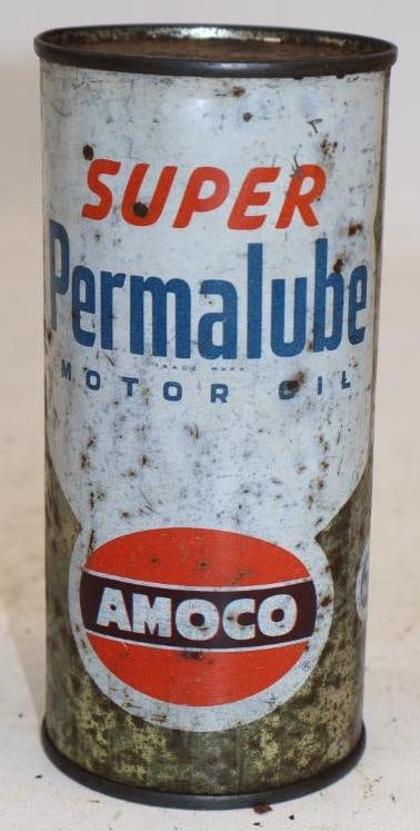 Amoco Super Permalube Pint Oil Can: 16oz Empty