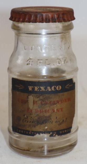 Texaco Upper Cylinder Lubricant Oil Bottler With Label: 4oz Empty