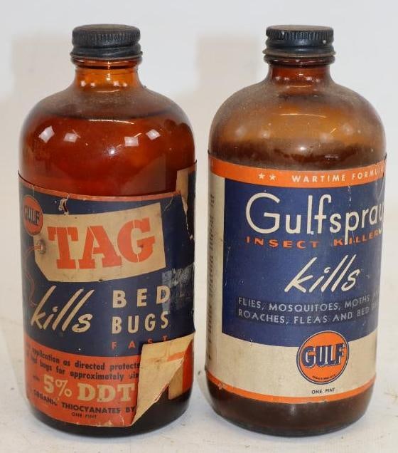 Group of 2 Gulfspray 16oz Glass Bottles With Paper Labels: 16oz Each