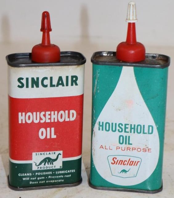 Group of 2 Sinclair Household Lubricant Handy Oiler Cans: 4oz each