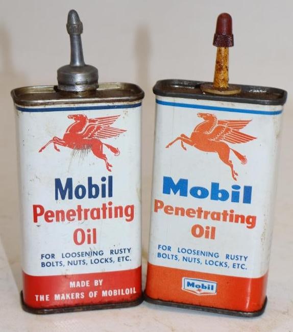 Group of 2 Mobil Household Lubricant Handy Oiler Cans: 4oz each