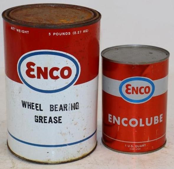 Group of 2 Enco 5lb Grease, and One Quart Oil Can (1 of 2)