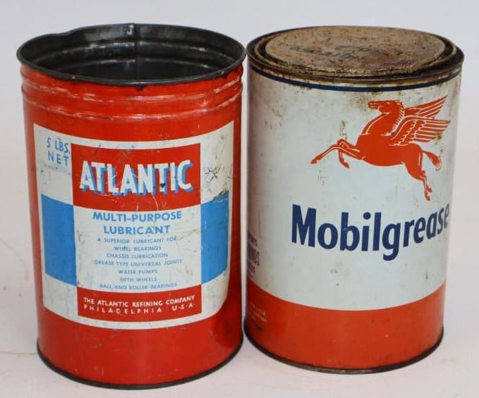 Group of 2 Mobil and Atlantic 5lb Grease Cans (1 of 2)
