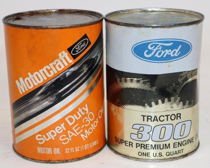 Group of 2 Ford Composite and Metal One Quart Oil Cans: Empty. 32oz each