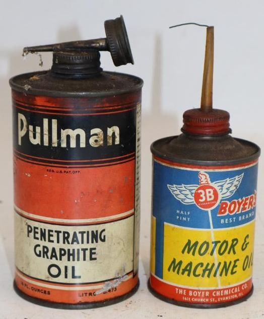 Group of 2 Pullman and Boilers Handy Oil Can: Largest is 16oz