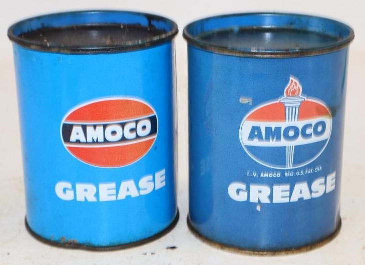 Group of 2 Amoco (Blue) 1lb Grease Can: 16oz Each Both Are Full