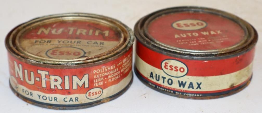 Group of 2 Esso, Nu-Trim and Auto Waz Cans: 4.25x4.25x1.5 Each
