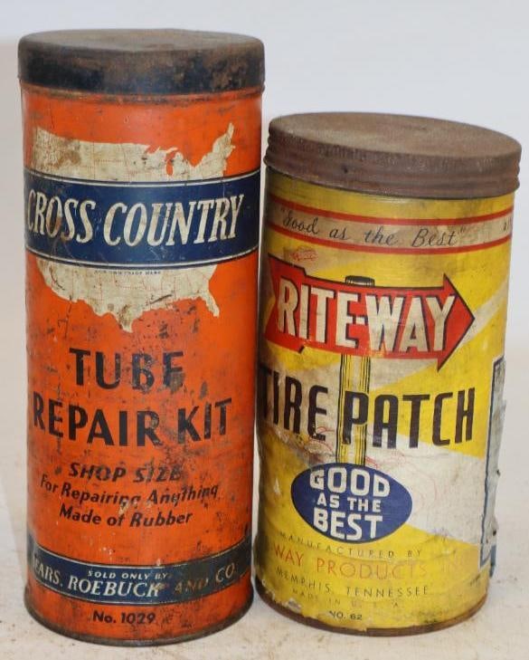 Group of 2 Cross Country Rite-Way Shop Size Tire Tube Repair Kits: Largest is 3.5x3.5x8.5