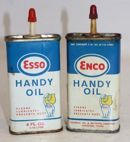 Group of 2 Esso and Enco Handy Oiler Cans: 4oz Each