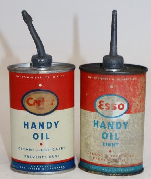 Group of 2 Esso and Enco Handy Oiler Cans: 4oz Each