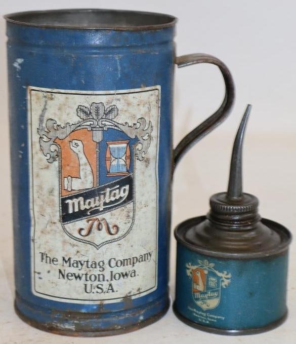 Group of 2 Maytag Fuel Mixing Can And Handy Oil: 2x2x6
