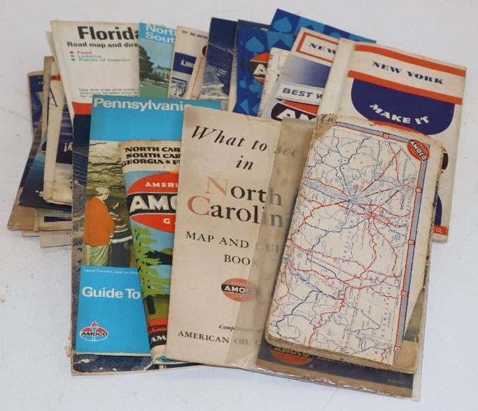 Group of 30 Amoco Road Maps: Largest Is 9x4