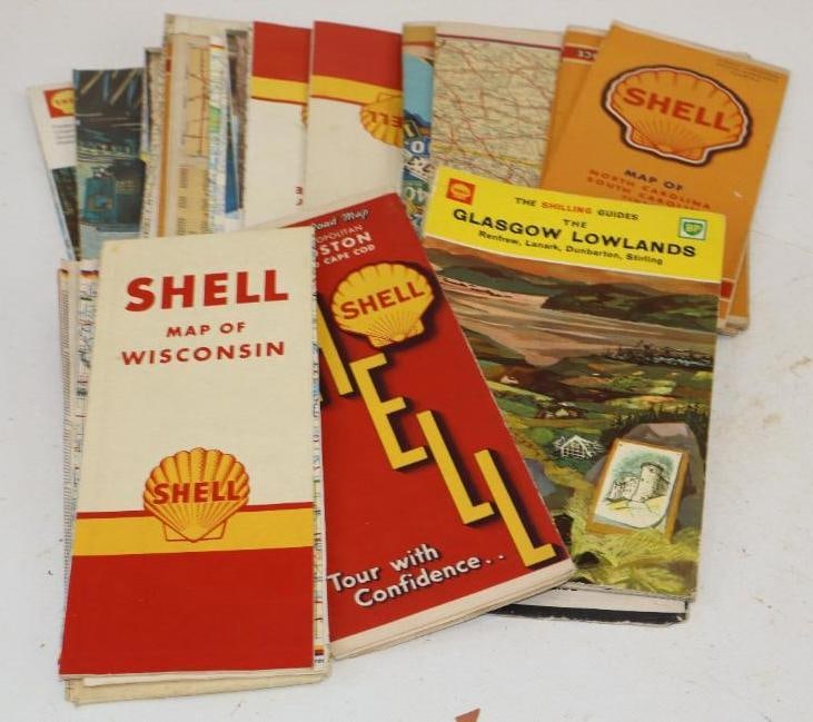 Group of 24 Shell Gas Station Road Maps: 9x4 Each