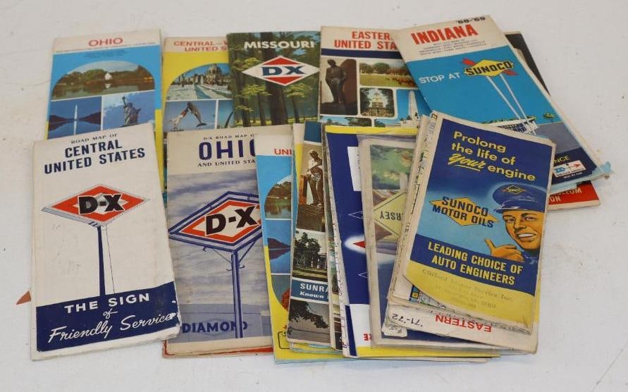 Group of 20 Sunoco Gas Station Road Maps: Largest is 9x4
