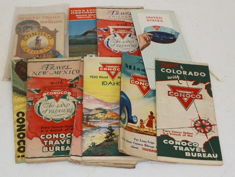 Group of 12 Conoco Gas Station Road Maps (1 of 4)