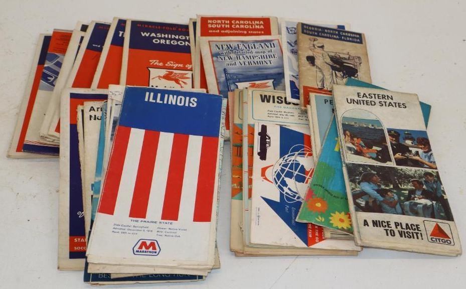 Group of 28 Citgo, Atlantic, Marathon and Mobil Gas Station Road Map: Largest is 9x4