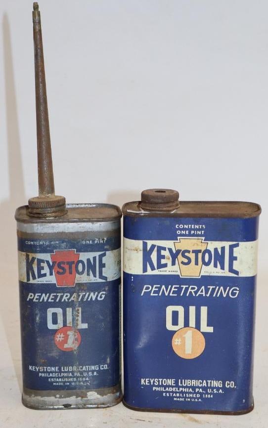 Group of 2 Keystone Penetration Oil Cans: 16oz Each Both Are Empty